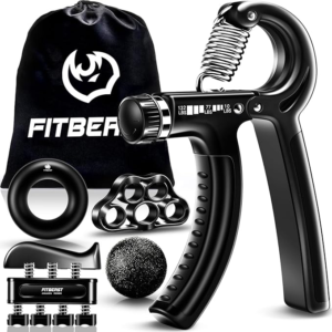 Build hand and forearm power with a 5 pack grip strengthener kit. Adjustable resistance improves strength, endurance, and recovery.