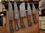 Damascus Chef Knife Set - Side View