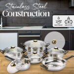 Alpine Cuisine Stainless Steel Cookware Set 12-Piece | Non-Stick Pots and Pans with Glass Lids - Image 2