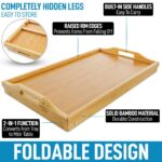 Bamboo Breakfast Bed Tray with Folding Legs | Expandable Serving Tray for Bed, Sofa & Lap Desk - Image 3