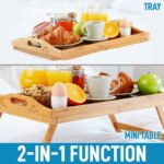 Bamboo Breakfast Bed Tray with Folding Legs | Expandable Serving Tray for Bed, Sofa & Lap Desk - Image 4