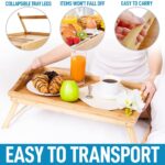 Bamboo Breakfast Bed Tray with Folding Legs | Expandable Serving Tray for Bed, Sofa & Lap Desk - Image 5