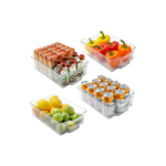 Refrigerator Organizer Bins 4-Pack | Clear Stackable Fridge & Pantry Storage Containers