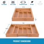 Expandable Kitchen Drawer Organizer | Adjustable Bamboo Utensil & Cutlery Tray - Image 3